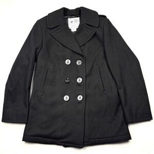 US Navy Sterlingwear Of Boston Womens 10L Black 100 Wool Peacoat‎ Coat 10 Long
